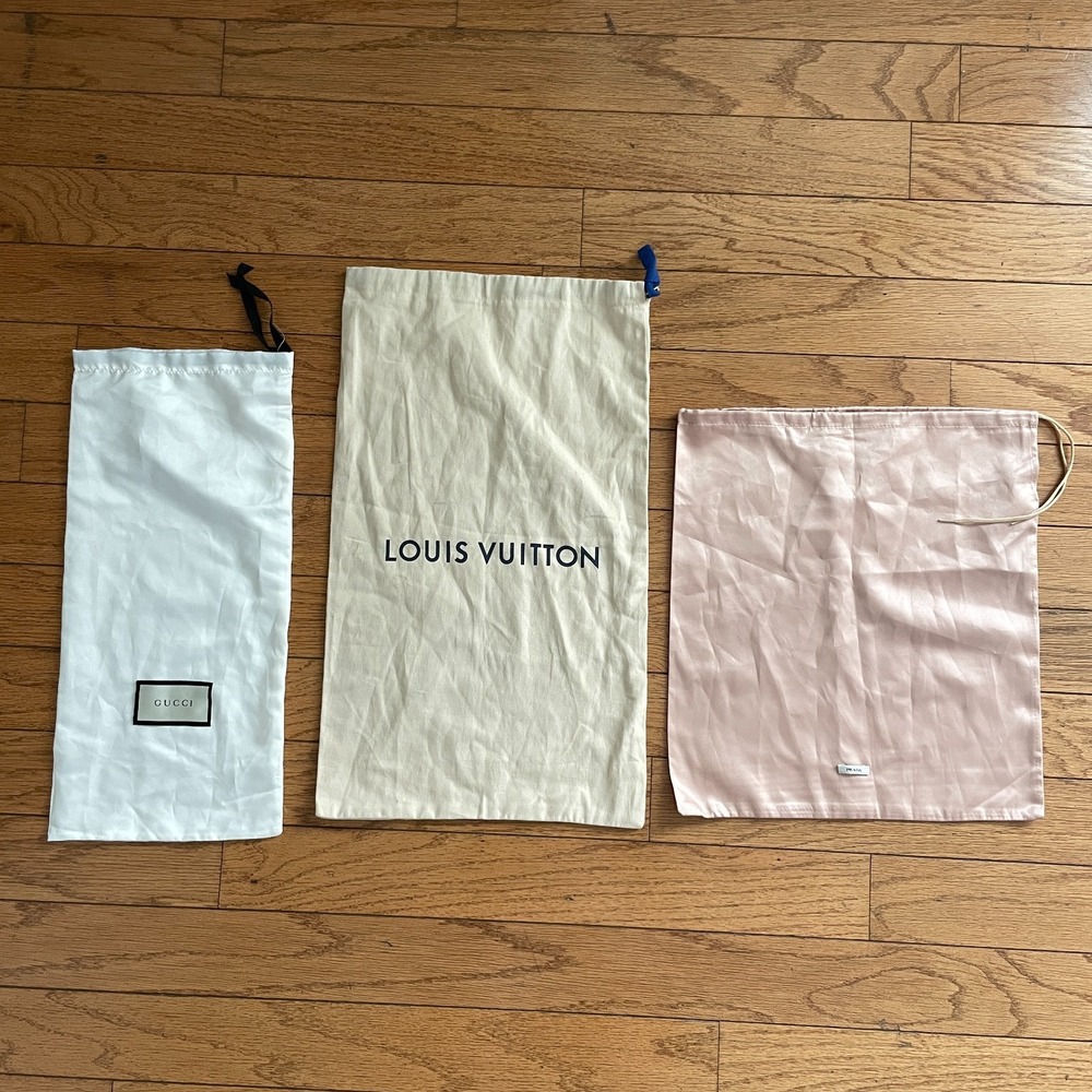 Lot Of 3 Designer Dust Bags ( Prada, Gucci, Louis Vuitton)